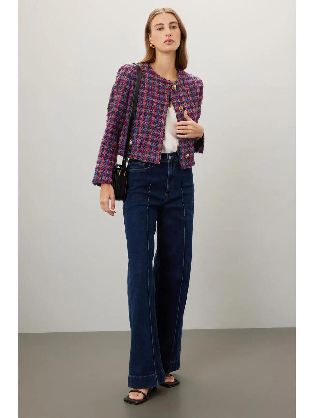Sandro Red Multicolor Tweed Jacket Size 4